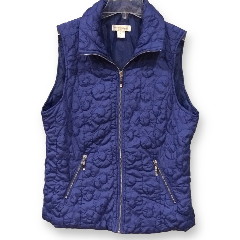 CHRISTOPHER & BANKS Quilted Blue Vest - M